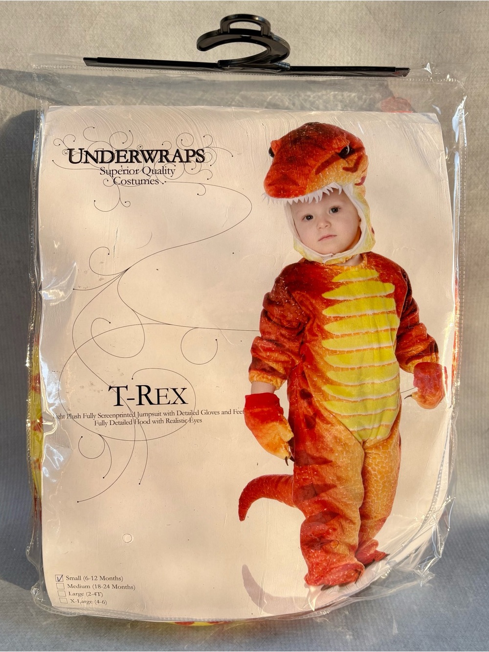 Underwraps Infant Orange T-Rex Plush Dinosaur Costume Size 6-12 months